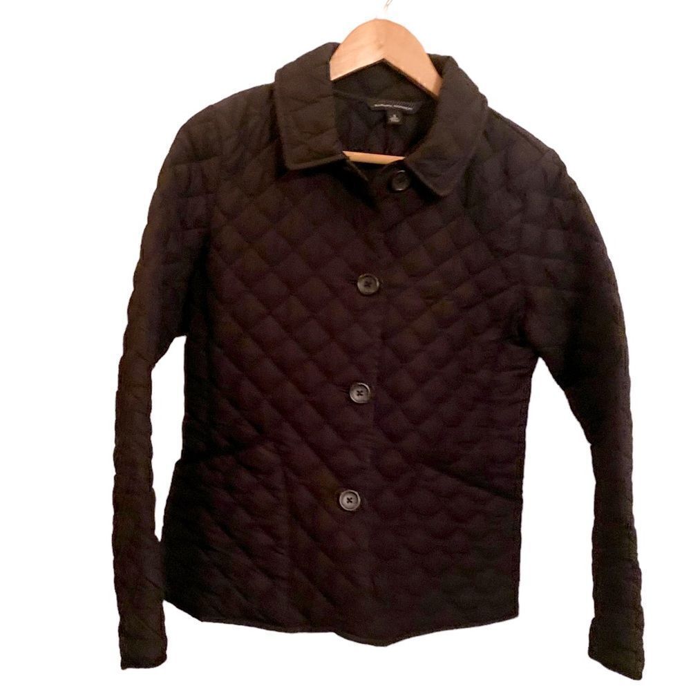 Banana Republic Black Diamond Quilted Jacket Black Size Small